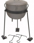 Bayou Classic CI-7411, 4-Gal. Cast Iron Stew Pot, Cast Iron Lid, Tripod Stand with Foot Pads, and 2 Lift Hooks