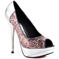Baby Phat Women's Fay Peep Toe Platform Pumps in Multi Glitter Baby Phat Women's Fay Peep Toe Platform Pumps in Multi Glitter