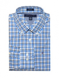 Tommy Hilfiger Men Custom Fit Long Sleeve Checkered Logo Shirt Tommy Hilfiger Men Custom Fit Long Sleeve Checkered Logo Shirt