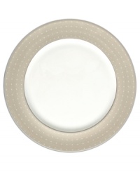 Add earthy charm to the rest of the Étoile Platinum dinnerware collection with this soft tan charger plate inspired by Monique Lhullier's favorite evening gown silks. In pearlescent china with glossy raised dots and fine stitch-like detail. Add earthy charm to the rest of the Étoile Platinum dinnerware collection with this soft tan charger plate inspired by Monique Lhullier's favorite evening gown silks. In pearlescent china with glossy raised dots and fine stitch-like detail.