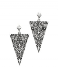 House of Harlow 1960 Jewelry Engraved Triangle Drop Earrings - Silver House of Harlow 1960 Jewelry Engraved Triangle Drop Earrings - Silver