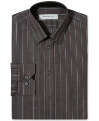 Streamline your style. A slim fit and sleek stripes give this Marc New York dress shirt a modern sophisticated look. Streamline your style. A slim fit and sleek stripes give this Marc New York dress shirt a modern sophisticated look.