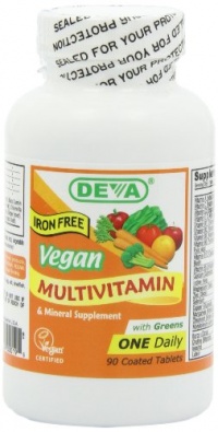 Deva Vegan Multivitamin and Mineral Supplement with Iron Free -- 90 Tablets