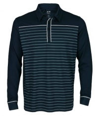 Adidas Golf Mens ClimaLite Long Sleeve Block Stripe Polo Shirt Adidas Golf Mens ClimaLite Long Sleeve Block Stripe Polo Shirt