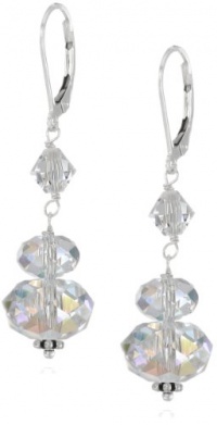 Sterling Silver and Swarovski Crystal Aurora Borealis Drop Earrings