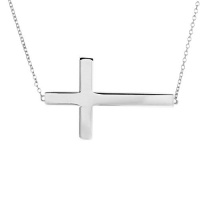 Silver Sideways Cross Necklace with Large 1.5 Pendant Quality Chain 16 + 2 Extender Fine Sleek Women's Faith Jewelry Silver Sideways Cross Necklace with Large 1.5 Pendant Quality Chain 16 + 2 Extender Fine Sleek Women's Faith Jewelry