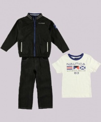 Nautica Sportswear Kids Boys 2-7 Three Piece Set, Deep Black, 2T Nautica Sportswear Kids Boys 2-7 Three Piece Set, Deep Black, 2T