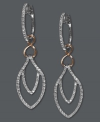 Luxurious links. EFFY Collection's stunning cut-out drop earrings are set in 14k rose gold and 14k white gold, while round-cut diamonds dust the surface (1/2 ct. t.w.). Approximate drop: 1-9/16 inches. Luxurious links. EFFY Collection's stunning cut-out drop earrings are set in 14k rose gold and 14k white gold, while round-cut diamonds dust the surface (1/2 ct. t.w.). Approximate drop: 1-9/16 inches.