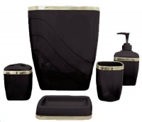 Carnation Home Fashions 5-Piece Plastic Bath Accessory Set, Black Carnation Home Fashions 5-Piece Plastic Bath Accessory Set, Black