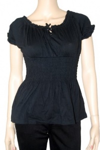 Ralph Lauren Black 100% Cotton Smocked Top Blouse Petite Medium Ralph Lauren Black 100% Cotton Smocked Top Blouse Petite Medium