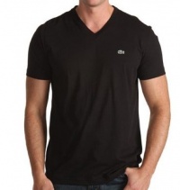 Lacoste Men's Short Sleeve V-Neck Pima Cotton T-Shirt Black-XL Lacoste Men's Short Sleeve V-Neck Pima Cotton T-Shirt Black-XL