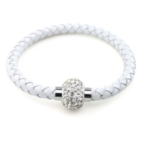 Swarovski Rhinestones Crystal Genuine Leather Bracelet with Stainless Steel Magnetic Claps (Crystal) Swarovski Rhinestones Crystal Genuine Leather Bracelet with Stainless Steel Magnetic Claps (Crystal)