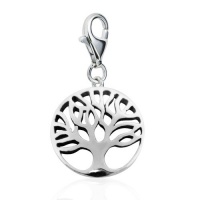 Chuvora Sterling Silver Cut Out Tree of Life symbolic w/ Lobster Clasp Charm for Charm Bracelet
