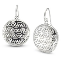 CleverEve Designer Series Round 3D Floral Pattern Sterling Silver Earrings CleverEve Designer Series Round 3D Floral Pattern Sterling Silver Earrings