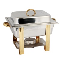 Excellanté Stainless Steel 4 Quart Gold Accented Chafer Excellanté Stainless Steel 4 Quart Gold Accented Chafer