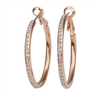 Lekani 18KRGP Plated Base Rose Gold Color Rhinestone Crystal Hoop Earring Lekani 18KRGP Plated Base Rose Gold Color Rhinestone Crystal Hoop Earring