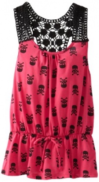 Beautees Girls 7-16 Crochet Trim Tie Waiste Top, Hot Pink, Medium Beautees Girls 7-16 Crochet Trim Tie Waiste Top, Hot Pink, Medium