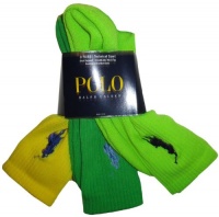 Men's Polo by Ralph Lauren 3 Pack of Technical Sport Crew Socks Neon Yellow/Neon Green/Green Men's Polo by Ralph Lauren 3 Pack of Technical Sport Crew Socks Neon Yellow/Neon Green/Green