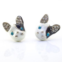 DaisyJewel Top Seller Mega Clearance Sale - Betsey Johnson Style Black and White French Bulldog Puppy Earrings - Skin-Safe Gold Alloy, Enamel, Green Crystal Eyes and 5 Sparkly Diamond-Like Crystals in Each Ear (These Could Easily Pass as Cats, Too. I have DaisyJewel Top Seller Mega Clearance Sale - Betsey Johnson Style Black and White French Bulldog Puppy Earrings - Skin-Safe Gold Alloy, Enamel, Green Crystal Eyes and 5 Sparkly Diamond-Like Crystals in Each Ear (These Could Easily Pass as Cats, Too. I have