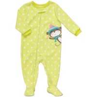Carter's 1 Pc Lime Green Microfleece Sleeper Pj's Monkey Carter's 1 Pc Lime Green Microfleece Sleeper Pj's Monkey