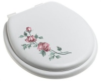 Standard Soft Toilet Seat with Plastic Hinges, Rose Garden White Standard Soft Toilet Seat with Plastic Hinges, Rose Garden White