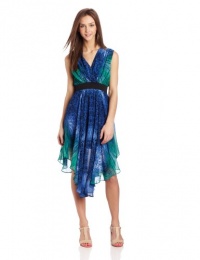 XOXO Juniors Braided Detail Printed High Low Dress, Cobalt, Large XOXO Juniors Braided Detail Printed High Low Dress, Cobalt, Large
