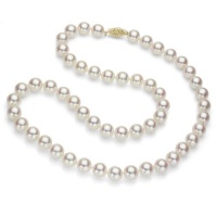 14k Yellow Gold 7-8mm White Saltwater Akoya Pearl High Luster Necklace 20 Length, AAA Quality 14k Yellow Gold 7-8mm White Saltwater Akoya Pearl High Luster Necklace 20 Length, AAA Quality