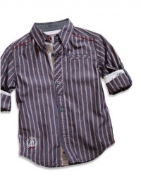 GUESS Kids Boys Little Boy Long-Sleeve Reactor Shirt, STRIPE (5/6) GUESS Kids Boys Little Boy Long-Sleeve Reactor Shirt, STRIPE (5/6)