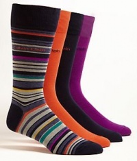 Calvin Klein Mens Socks Black Striped, Orange, Black and Purple (Pack of 4) Calvin Klein Mens Socks Black Striped, Orange, Black and Purple (Pack of 4)