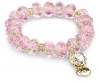 Betsey Johnson Tzarina Princess Pink Flower Bead Stretch Bracelet