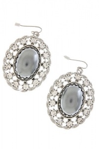 TRENDY FASHION OVAL PEARL CRYSTAL FRAME EARRINGS BY FASHION DESTINATION | (Black/Pearl) TRENDY FASHION OVAL PEARL CRYSTAL FRAME EARRINGS BY FASHION DESTINATION | (Black/Pearl)