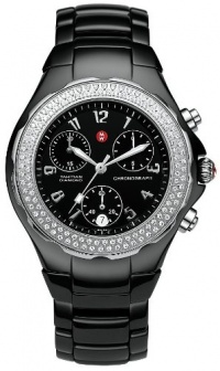 Michele Woman's MWW12B000002 Tahitian Large Ceramic Black Diamond Watch Michele Woman's MWW12B000002 Tahitian Large Ceramic Black Diamond Watch