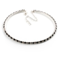 Thin Swarovski Crystal Choker Necklace (Clear & Black)