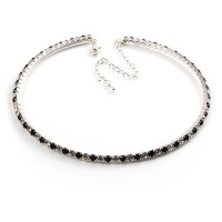 Thin Swarovski Crystal Choker Necklace (Clear & Black) Thin Swarovski Crystal Choker Necklace (Clear & Black)