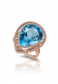Effy Jewlery 14K Rose Gold Blue Topaz and Diamond Ring, 14.81 TCW Ring size 7