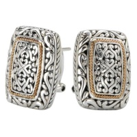 925 Silver Round Heart Scroll Design Earrings with 18k Gold Accents 925 Silver Round Heart Scroll Design Earrings with 18k Gold Accents
