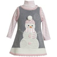 Bonnie Jean Girls Snowman Winter Holiday Jumper Dress Set, Grey, 4T Bonnie Jean Girls Snowman Winter Holiday Jumper Dress Set, Grey, 4T