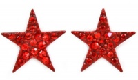 Adorable Small 1/2 Star Shaped Stud Earrings with Sparkly Red Austrian Crystals Adorable Small 1/2 Star Shaped Stud Earrings with Sparkly Red Austrian Crystals