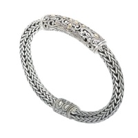 925 Silver Filigree Swirl Bracelet with 18k Gold Accents- 7.5 IN