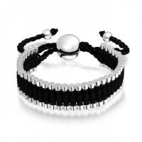 Bling Jewelry Silver Plated Linked Bars Black Adjustable Friendship Bracelet Bling Jewelry Silver Plated Linked Bars Black Adjustable Friendship Bracelet