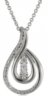 Sterling Silver Diamond Accent Drop Twist Pendant Necklace (.02 cttw, I-J Color, I2-I3 Clarity), 18