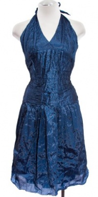 Nicole Miller Blue Techno Stretch Taffeta A-Line Halter Dress 10 Nicole Miller Blue Techno Stretch Taffeta A-Line Halter Dress 10