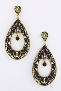 JACOBS & McCARTNEY BEAD LACED OVAL CUT DROPLET EARRINGS (Black) JACOBS & McCARTNEY BEAD LACED OVAL CUT DROPLET EARRINGS (Black)
