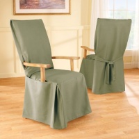 Sure Fit Cotton Duck Dining Room Chair Slipcover With Arms, Sage Sure Fit Cotton Duck Dining Room Chair Slipcover With Arms, Sage