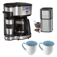 Hamilton Beach 49980 Two-Way Brewer Single Serve and 12-cup Coffee Maker +Cuisinart Grind Central Coffee Grinder + Stoneware Coffee Mug Hamilton Beach 49980 Two-Way Brewer Single Serve and 12-cup Coffee Maker +Cuisinart Grind Central Coffee Grinder + Stoneware Coffee Mug