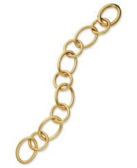 Links of love. Interlocking oval links adorn this trendy bracelet by Giani Bernini. Crafted in 24k gold over sterling silver with a hinge clasp. Approximate length: 8 inches. Links of love. Interlocking oval links adorn this trendy bracelet by Giani Bernini. Crafted in 24k gold over sterling silver with a hinge clasp. Approximate length: 8 inches.