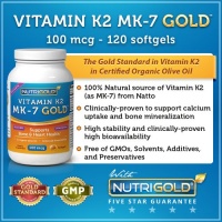 Vitamin K2 MK-7, 100 mcg, 120 Mini Softgels - The Gold Standard 100% Natural Vitamin K2 in Organic Olive Oil and Certified Free of GMOs and Allergens Vitamin K2 MK-7, 100 mcg, 120 Mini Softgels - The Gold Standard 100% Natural Vitamin K2 in Organic Olive Oil and Certified Free of GMOs and Allergens