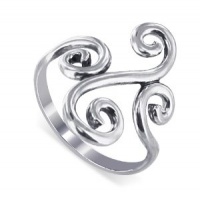 Sterling Silver Swirl Design 2mm Wide Band Polished Finish Ring Size 5, 6, 7, 8, 9 Sterling Silver Swirl Design 2mm Wide Band Polished Finish Ring Size 5, 6, 7, 8, 9