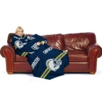 NFL San Diego Chargers Comfy Throw Blanket with Sleeves, Stripes Design NFL San Diego Chargers Comfy Throw Blanket with Sleeves, Stripes Design