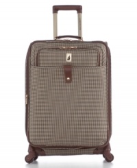 Travel on your terms. A sleek, sophisticated jacquard exterior gives your trip a stylish start that this versatile rolling upright carries through the entire adventure. London Fog's signature lining, featuring a shoe and accessory pocket and a built-in suiter, packs in an unstoppable reliability that never lets you down. 10-year limited warranty. Travel on your terms. A sleek, sophisticated jacquard exterior gives your trip a stylish start that this versatile rolling upright carries through the entire adventure. London Fog's signature lining, featuring a shoe and accessory pocket and a built-in suiter, packs in an unstoppable reliability that never lets you down. 10-year limited warranty.